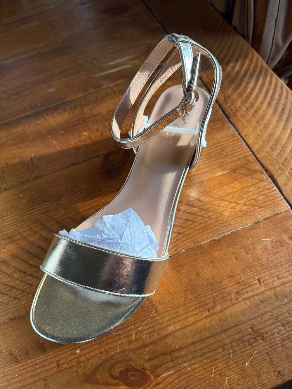 TruFox Metallic Gold Ankle-Strap Heel